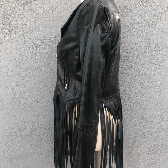 Please made in Italy leather jacket with fringe - Picture 5 of 9